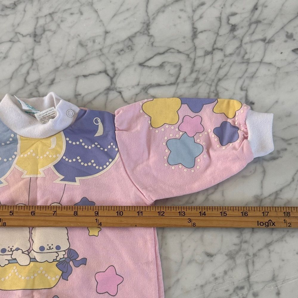 Vintage Bubble Romper Sz 6/9 Mo Pink Bunny Balloon Kids One Piece Easter - Picture 3 of 7